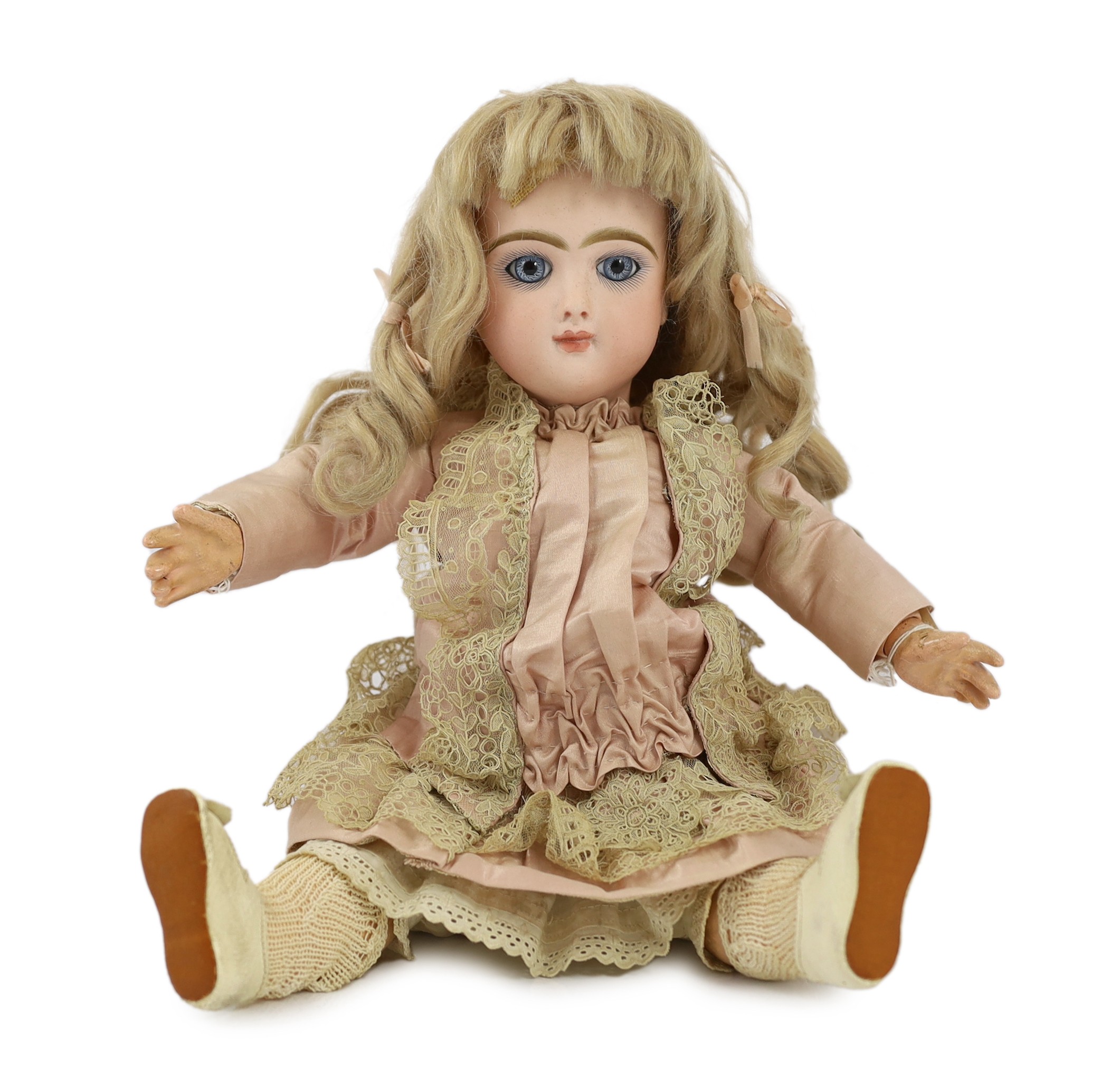 A Danel and Cie moulded bisque doll, French, 1891, 15.75in.